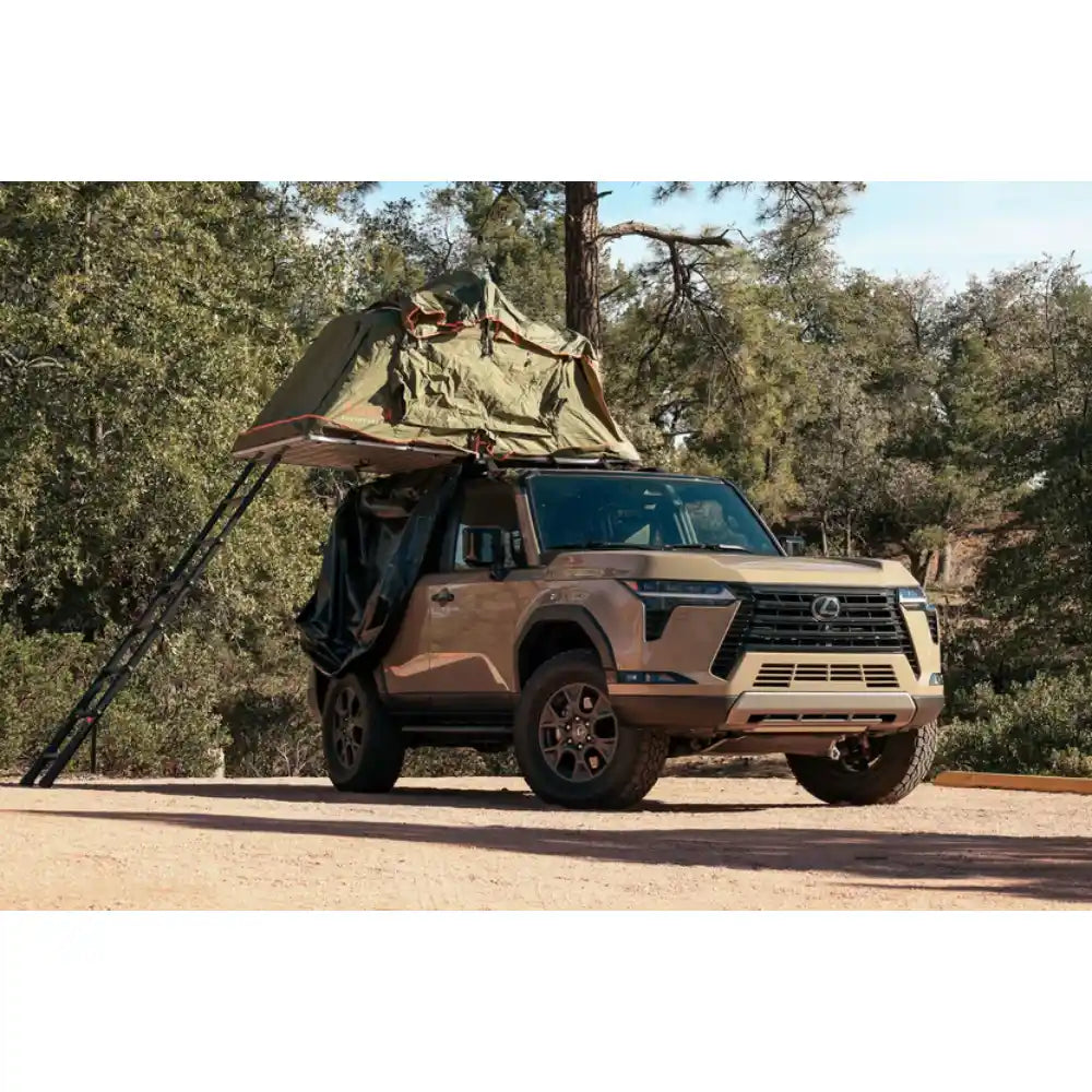 GX 550 with loaded Rago crossmembers in forest, front angle