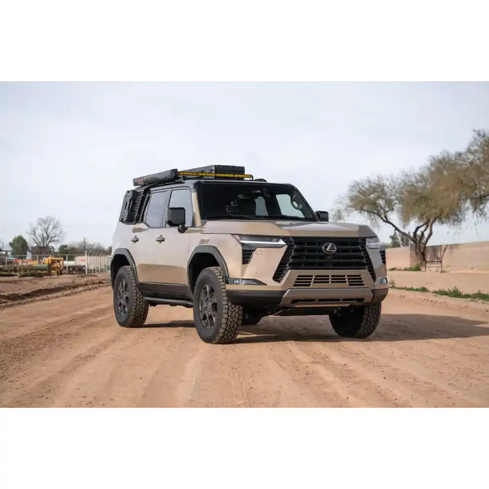 Lexus GX 550 with Rago crossmembers in desert, front view