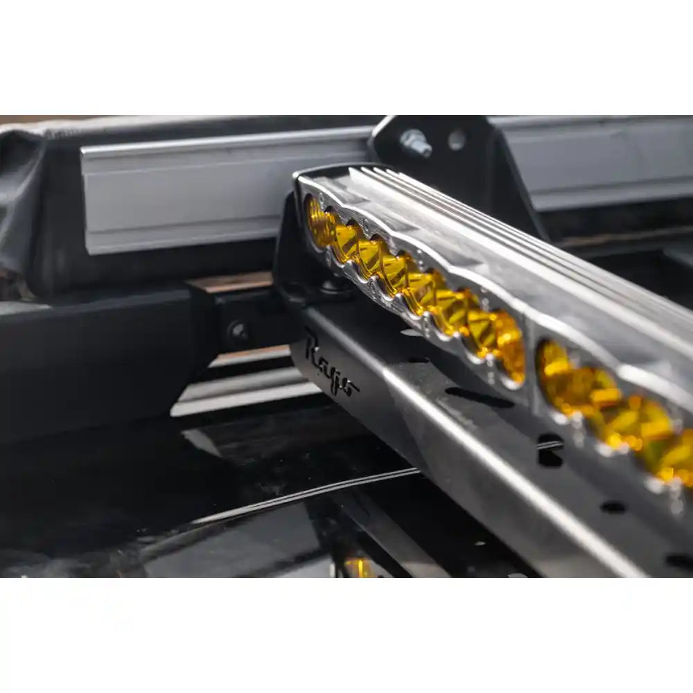 Light bar mounted on Rago crossmembers, close-up