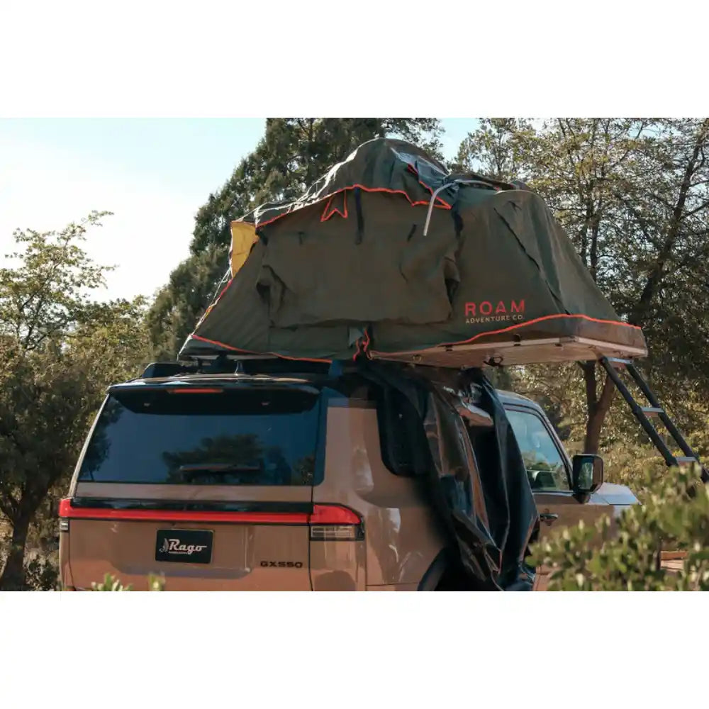 GX 550 with rooftop tent on Rago crossmembers, rear view
