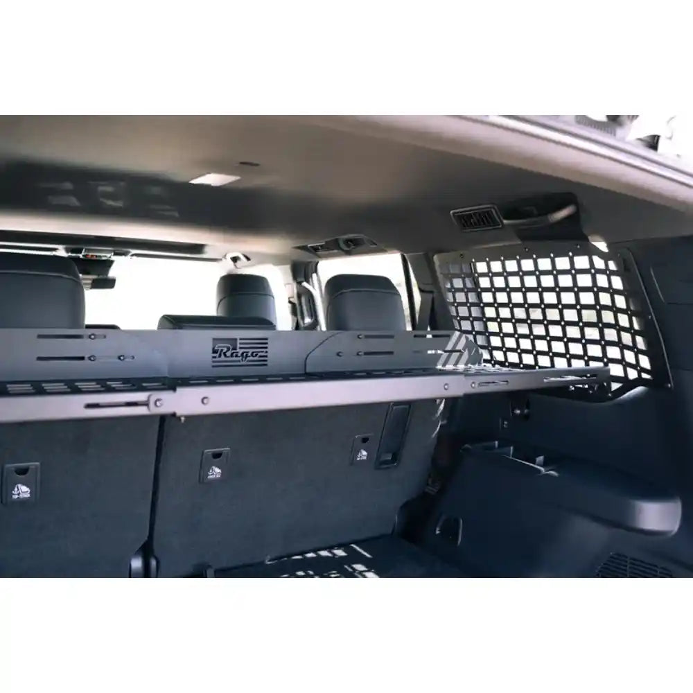 Rago Molle storage shelf spanning Land Cruiser cargo area