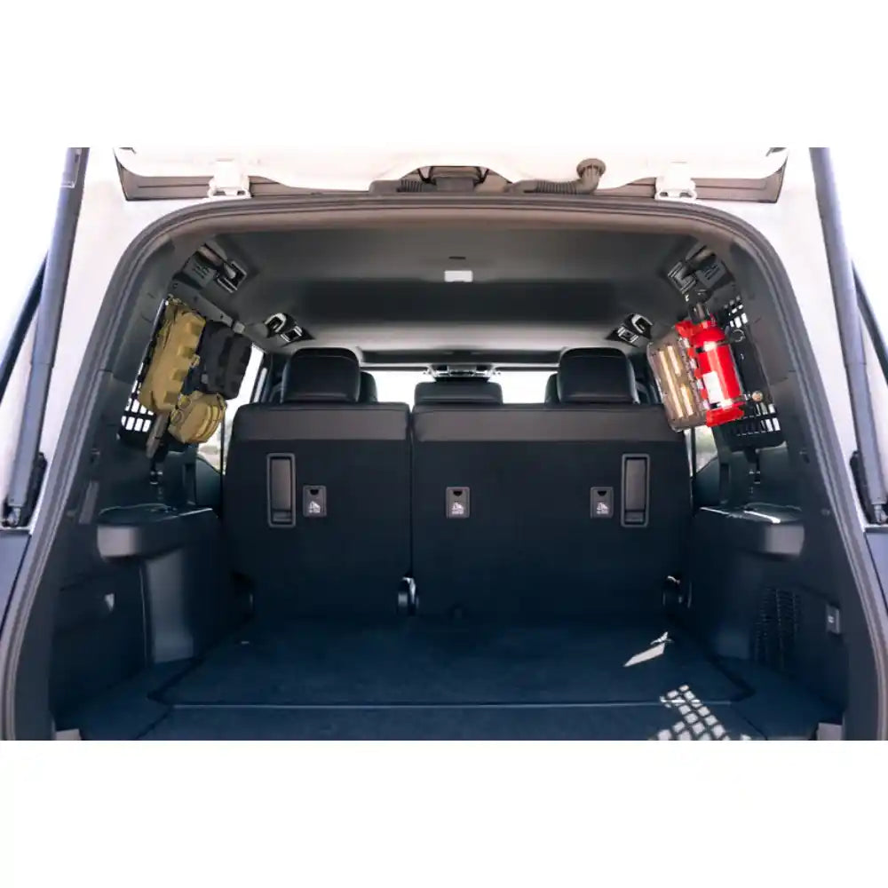 Land Cruiser rear hatch open showing Rago Molle panels