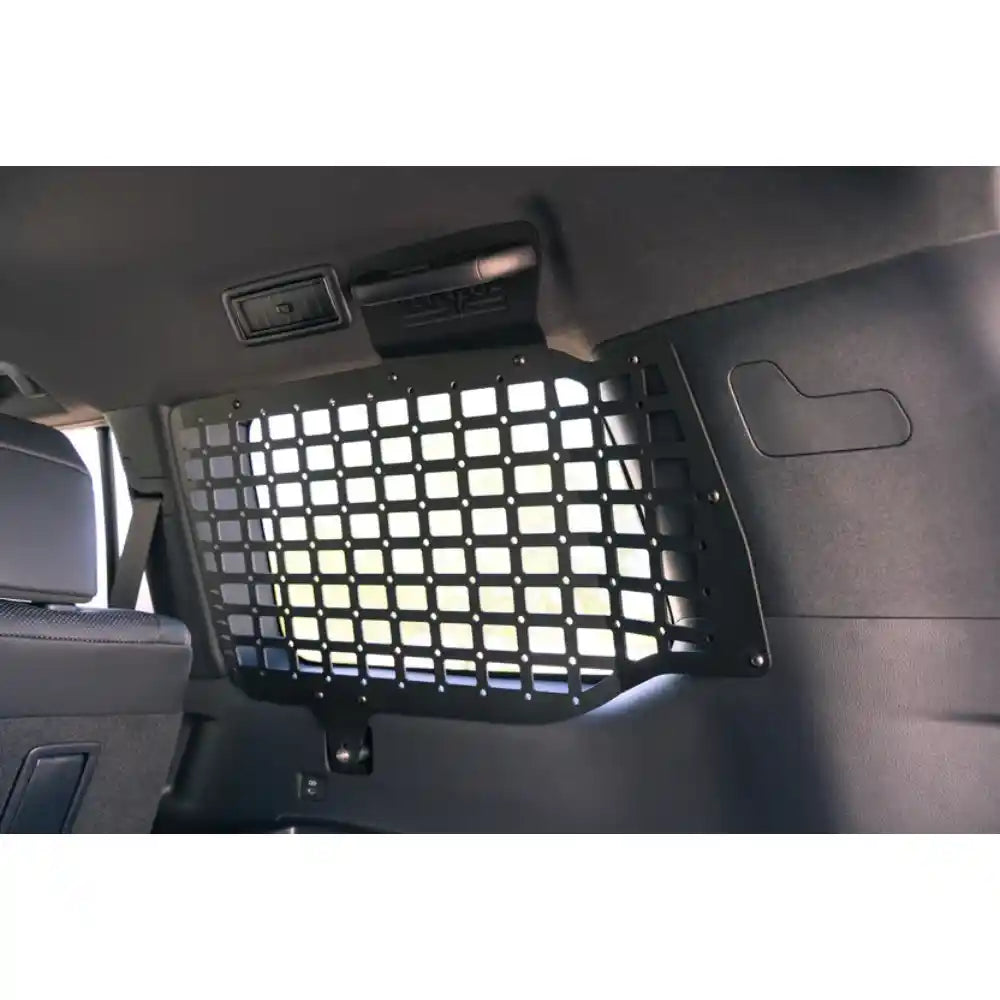 Rago rear Molle panel in Land Cruiser, side angle