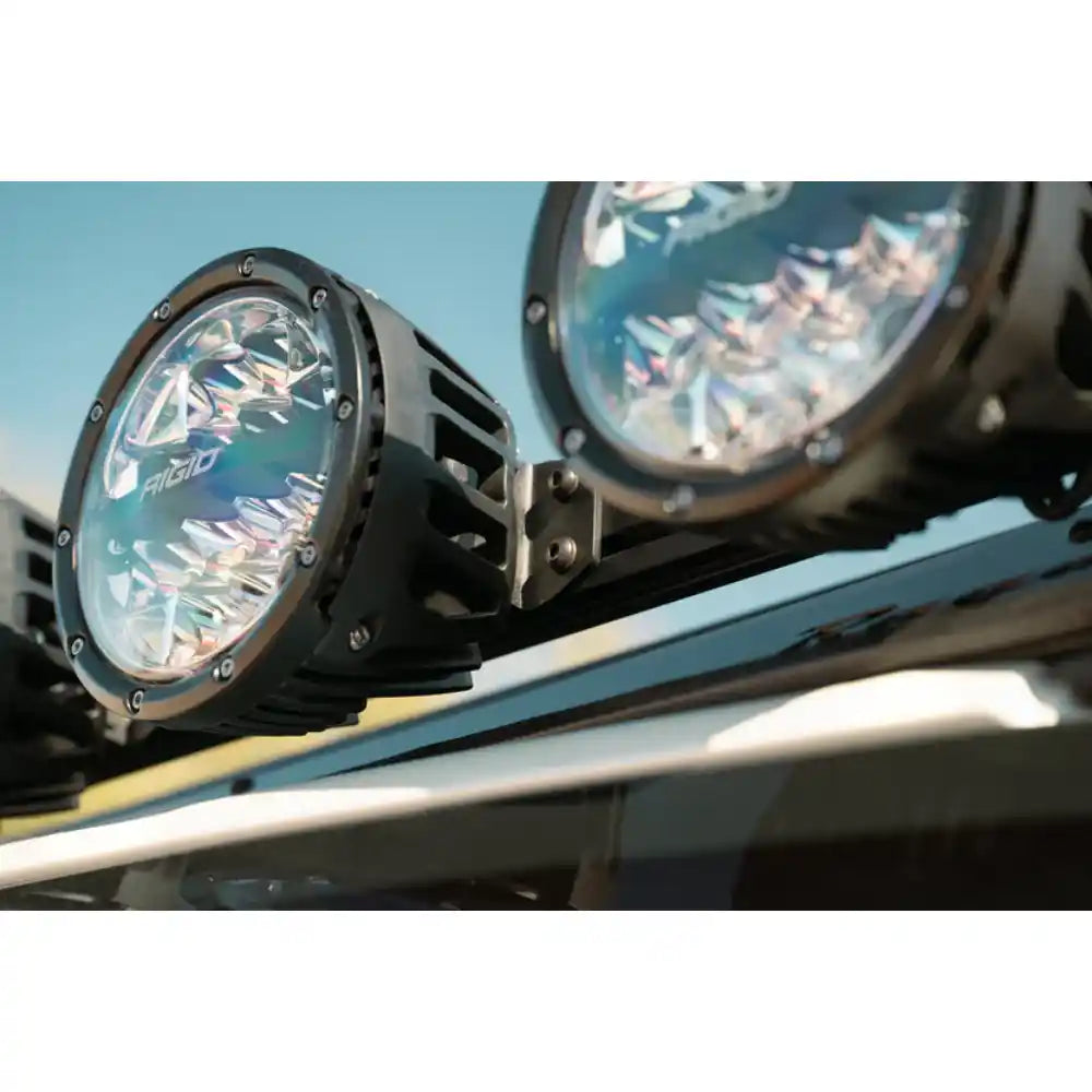 RIGID round lights on Rago light mount, close-up
