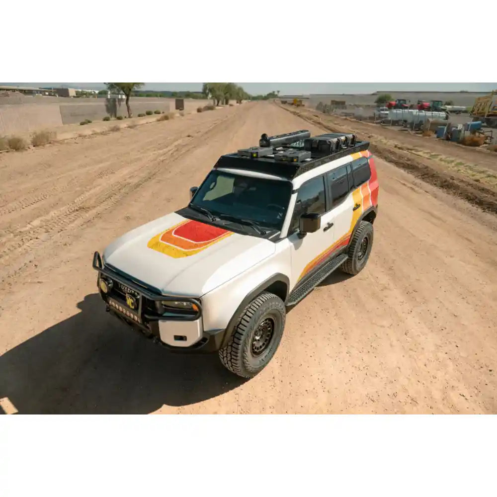 2024 Land Cruiser with Rago roof rack, aerial view