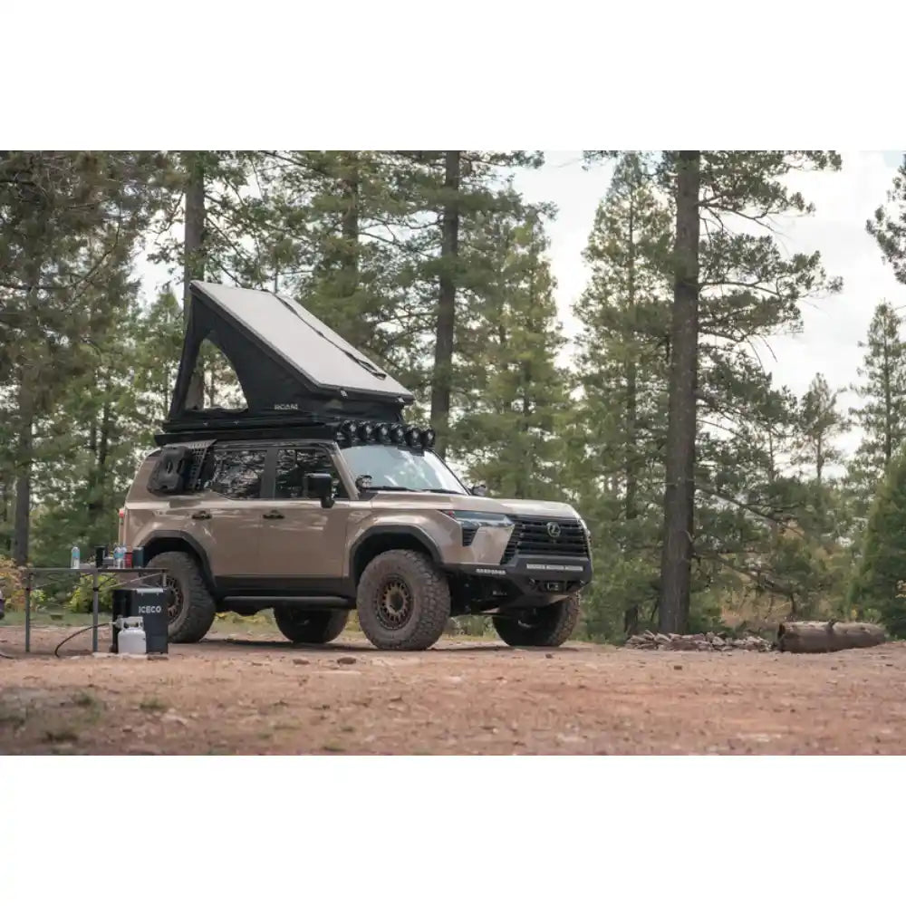 Lexus GX 550 camping with rooftop tent, front view