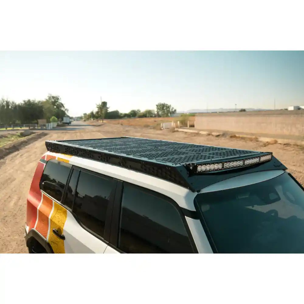 Rago light pocket roof rack with light bar on 2024 Land Cruiser, front view