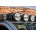 Six RIGID round lights on Rago roof rack mount, close-up