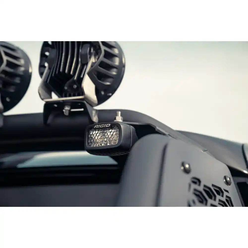 Lights on Rago Rivian chase rack, top view