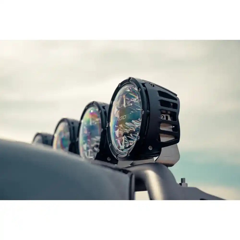 Round lights on Rago Rivian R1T chase rack