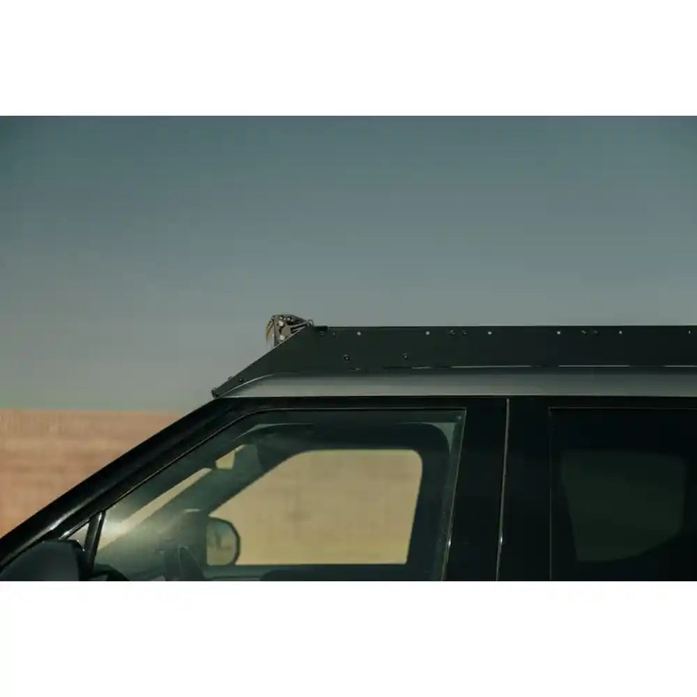 Rago light pocket roof rack on Rivian R1T, front side angle