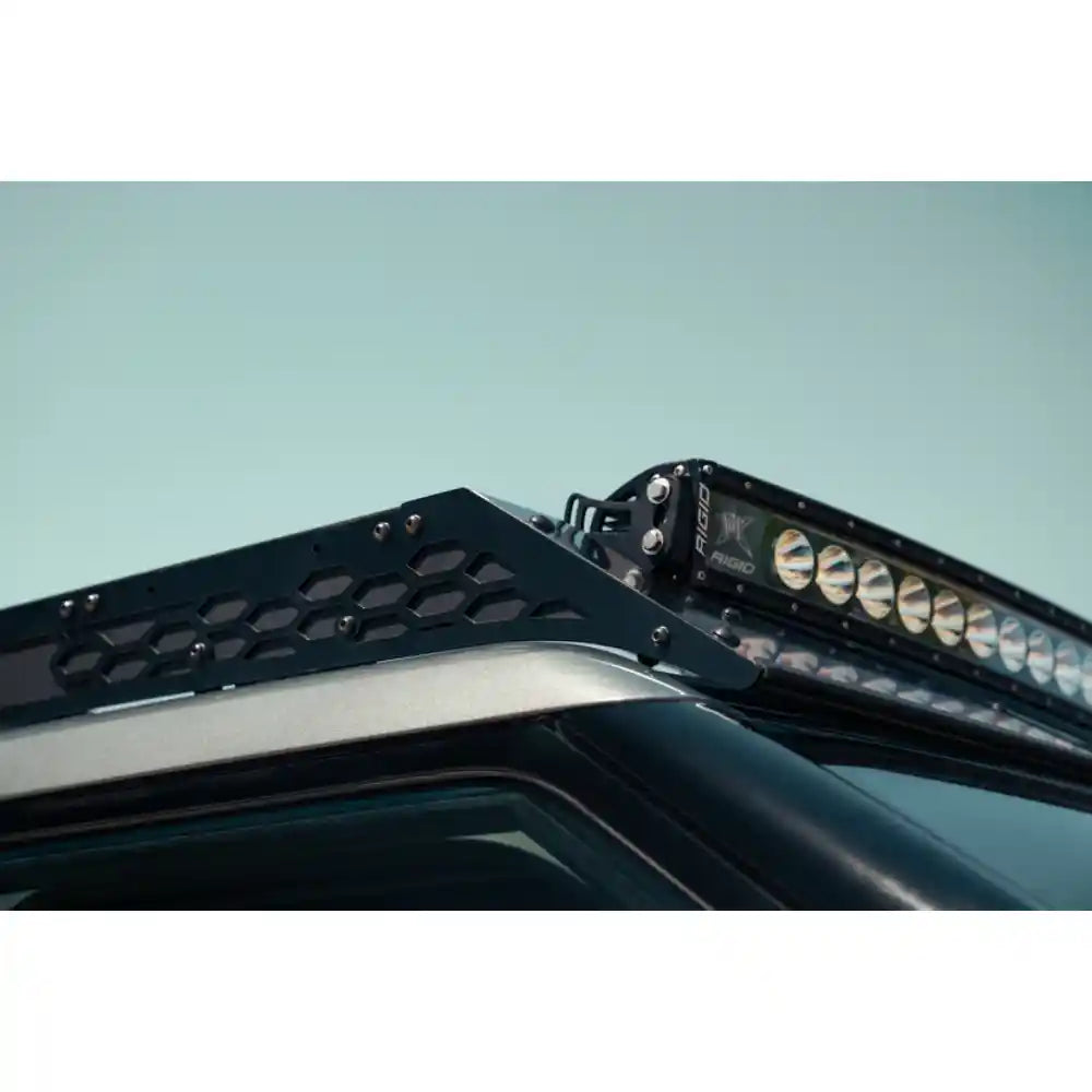 Rago roof rack on Rivian R1T, elevated side view