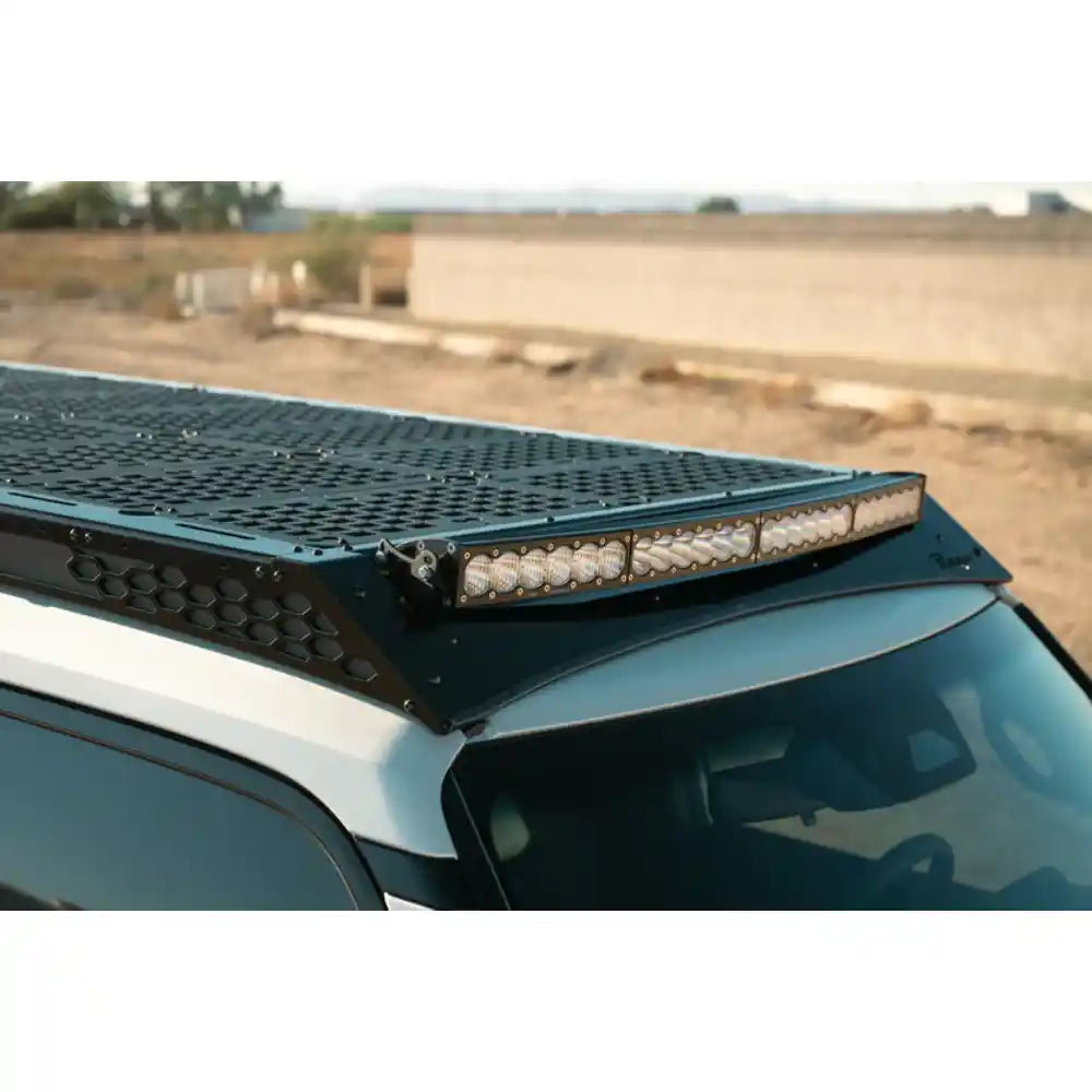 Rago decking panels on Land Cruiser roof rack with light bar