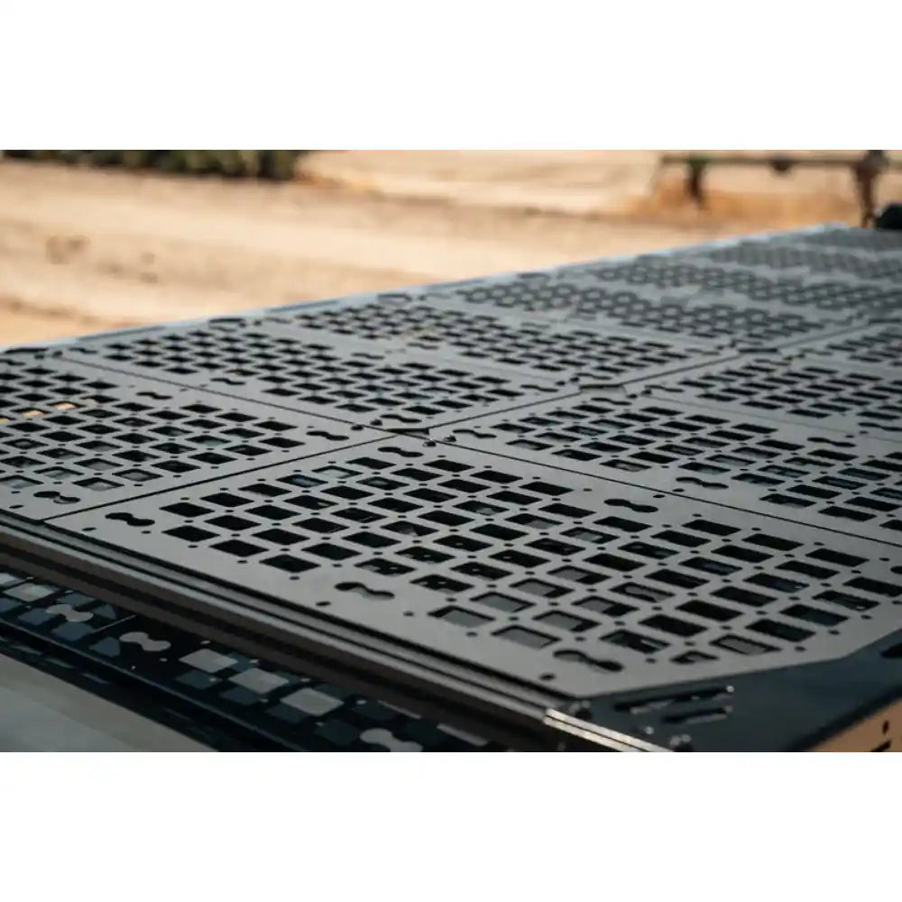 Rago decking panels on 6th Gen 4Runner roof rack, low level view