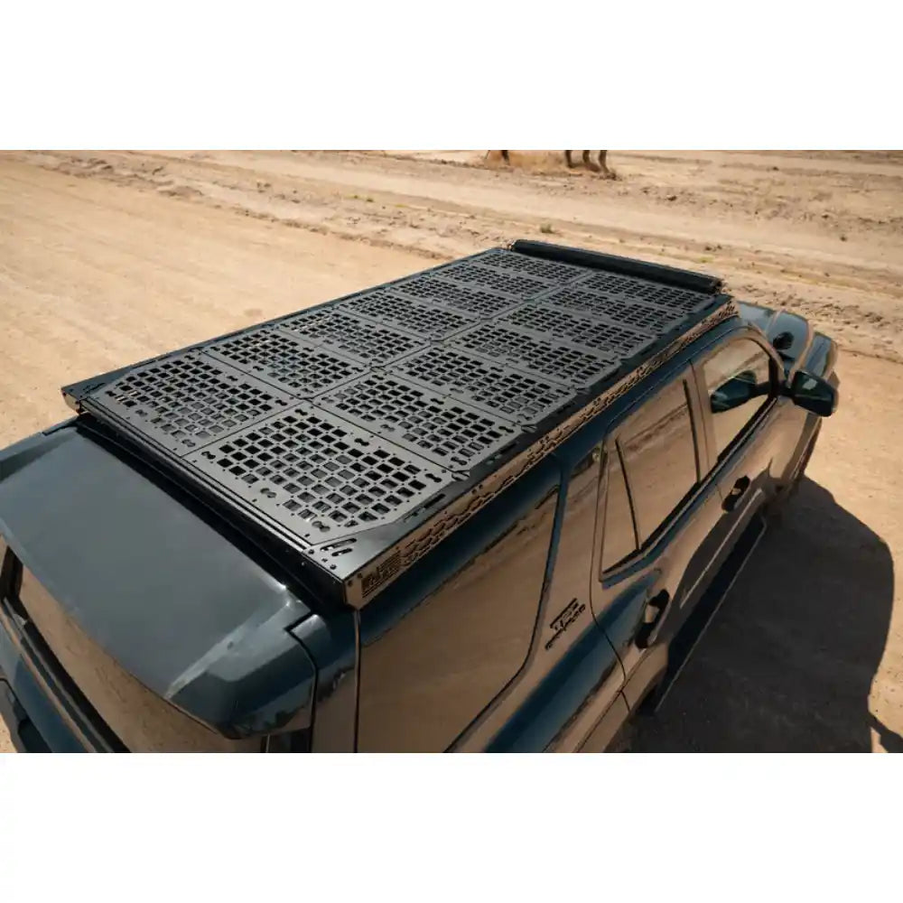 6th Gen 4Runner roof rack with Rago decking panels, side top angle