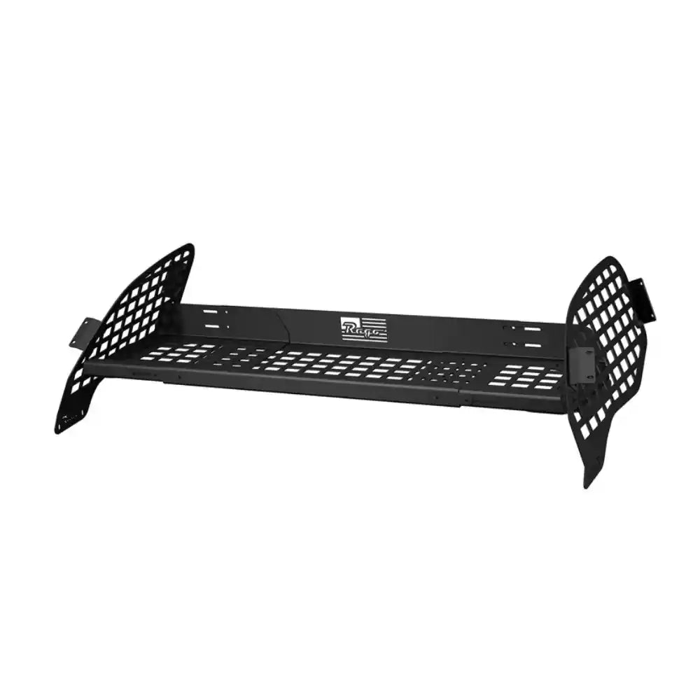 Rago Molle storage shelf mounted on rear window Molle panels, product render