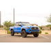 Blue 3rd Gen Toyota Tacoma with Rago roof rack, front three-quarter