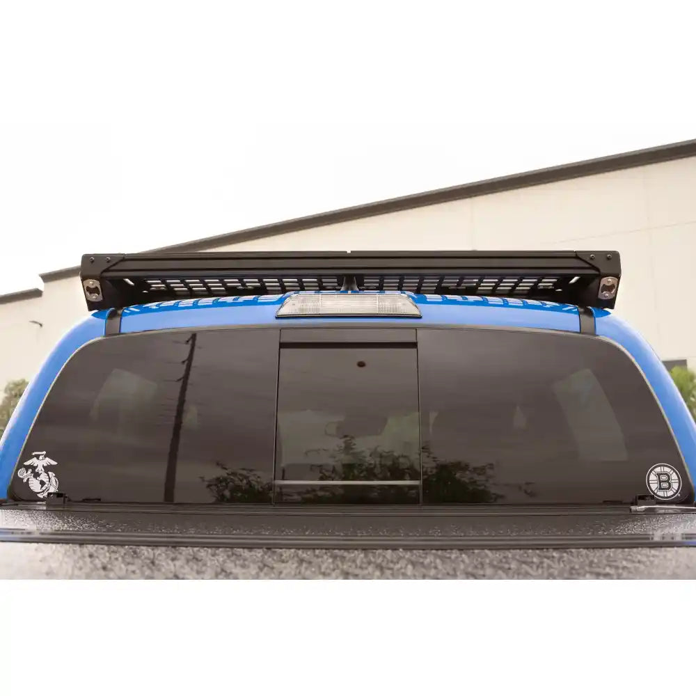 Rago roof rack over 3rd Gen Tacoma windshield, front view