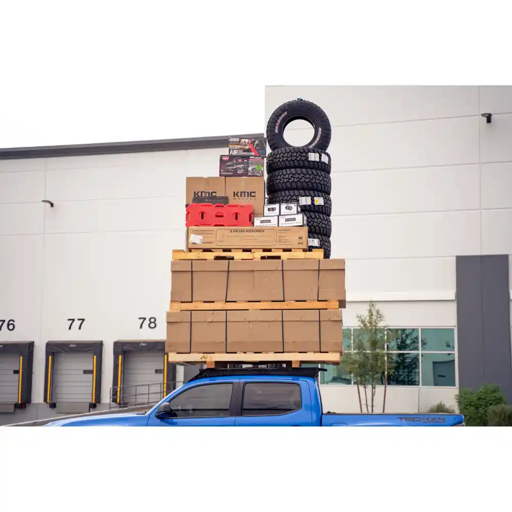 Rago Tacoma roof rack stress test with heavy load