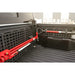 Rago Tacoma bed cab Molle panel with red gear, angled view