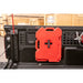 Rago Tacoma bed side Molle panel with red fuel can, close-up