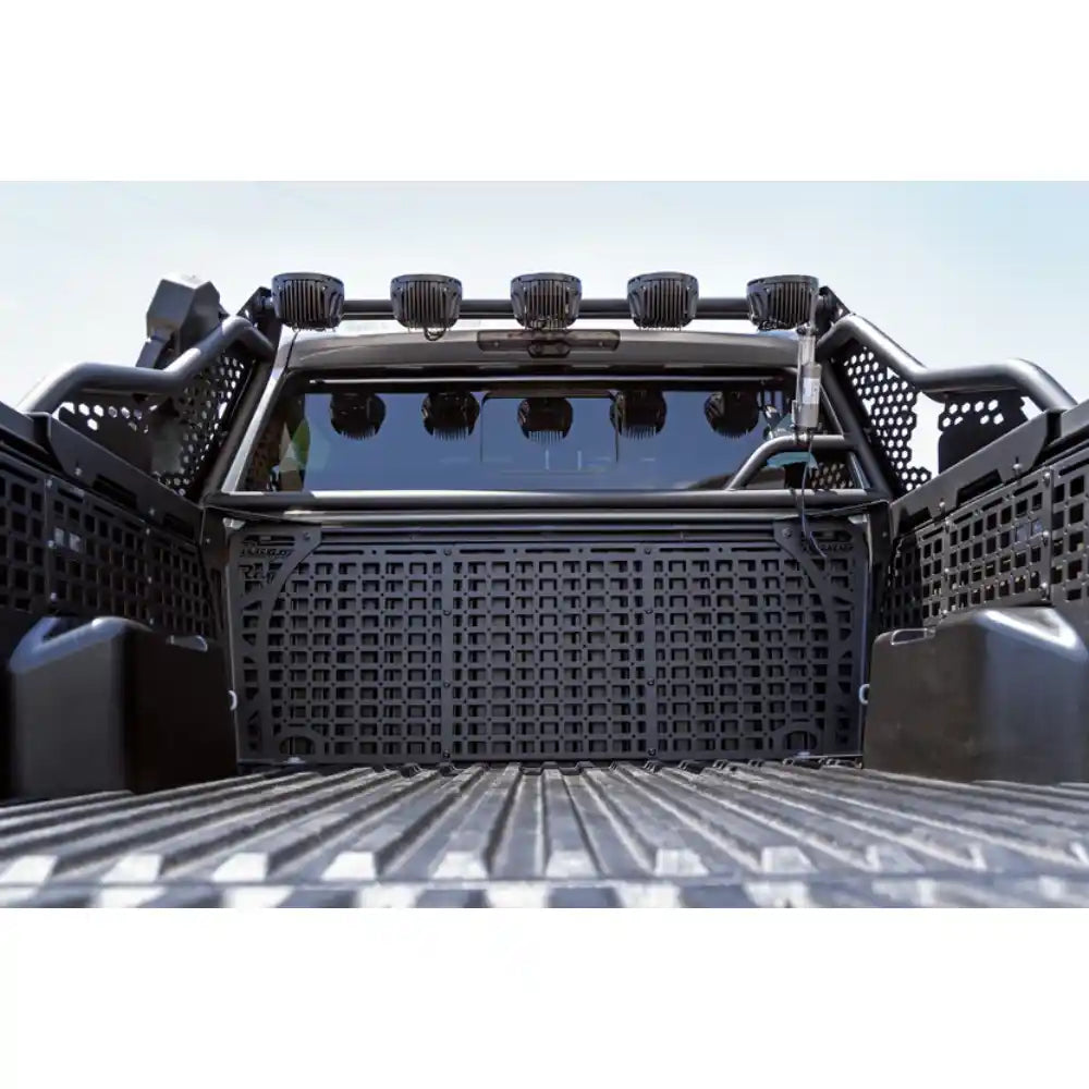 Rago chase rack in Tacoma bed, rear view