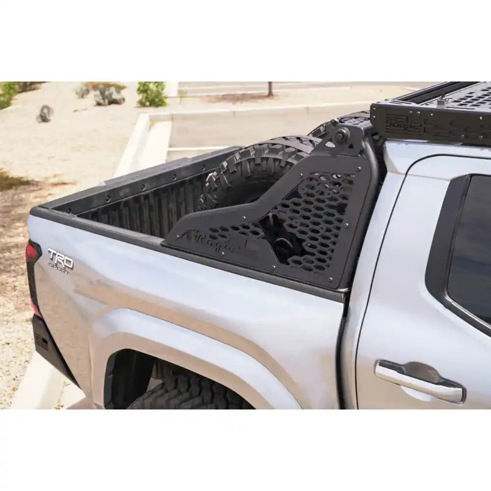 Rago chase rack on Tacoma bed, side view
