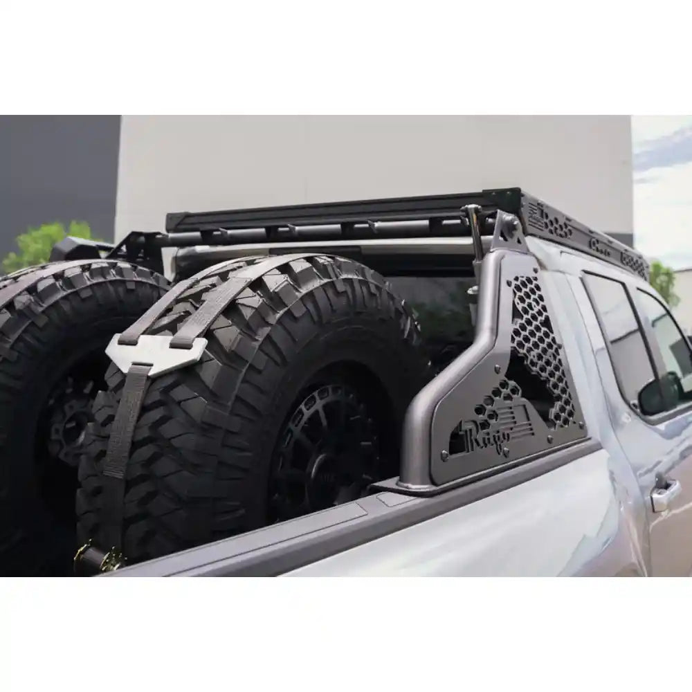 Rago Tacoma chase rack with gear, side close-up
