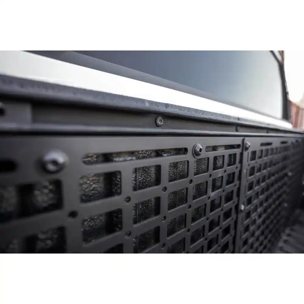 Rago bed cab Molle panel installed in Tundra, side angle