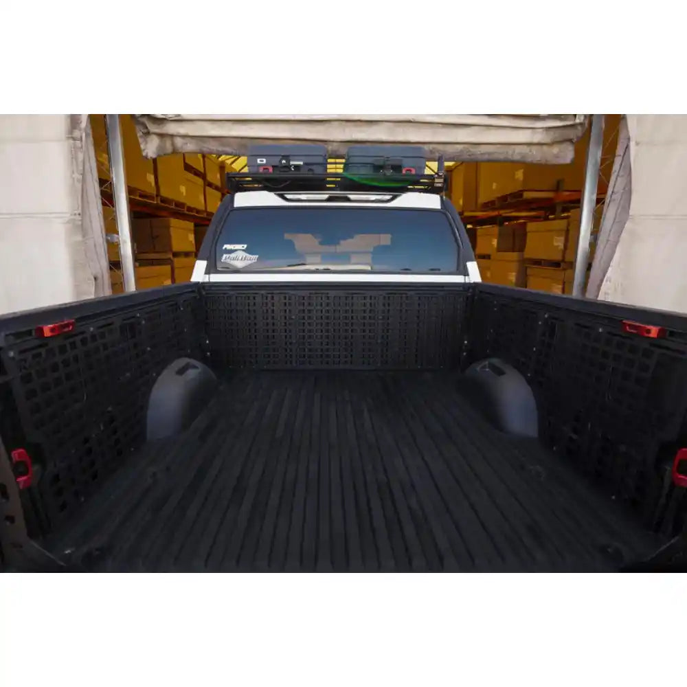 Toyota Tundra bed with Rago cab Molle panels, rear view