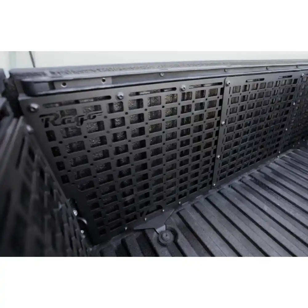 Rago bed cab Molle panel on Tundra cab wall, wide view