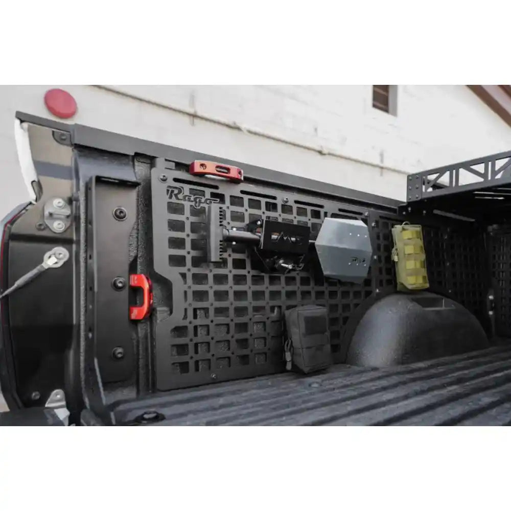 Rago Tundra bed side Molle panels, rear view into bed