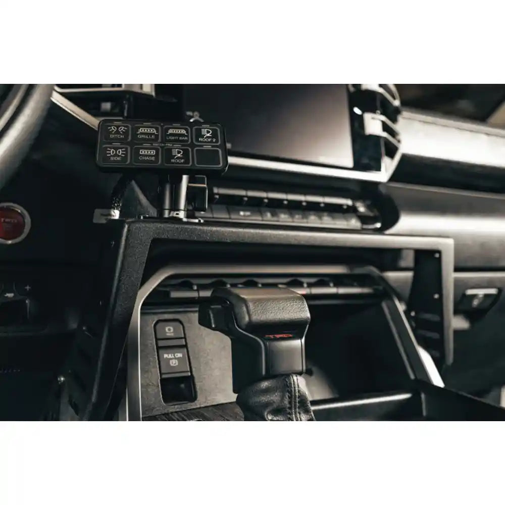 Rago Tundra center console Molle panels, low light view