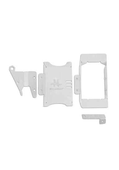 Millercat V2 cat shield for the Toyota RAV4 Hybrid, shown with all components.