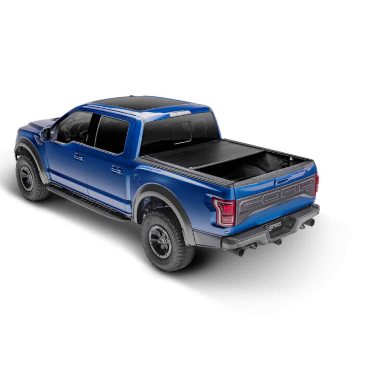 Retrax IX Ford f-150 Super Crew Retractable Tonneau Cover No-Drill Installation Back Open