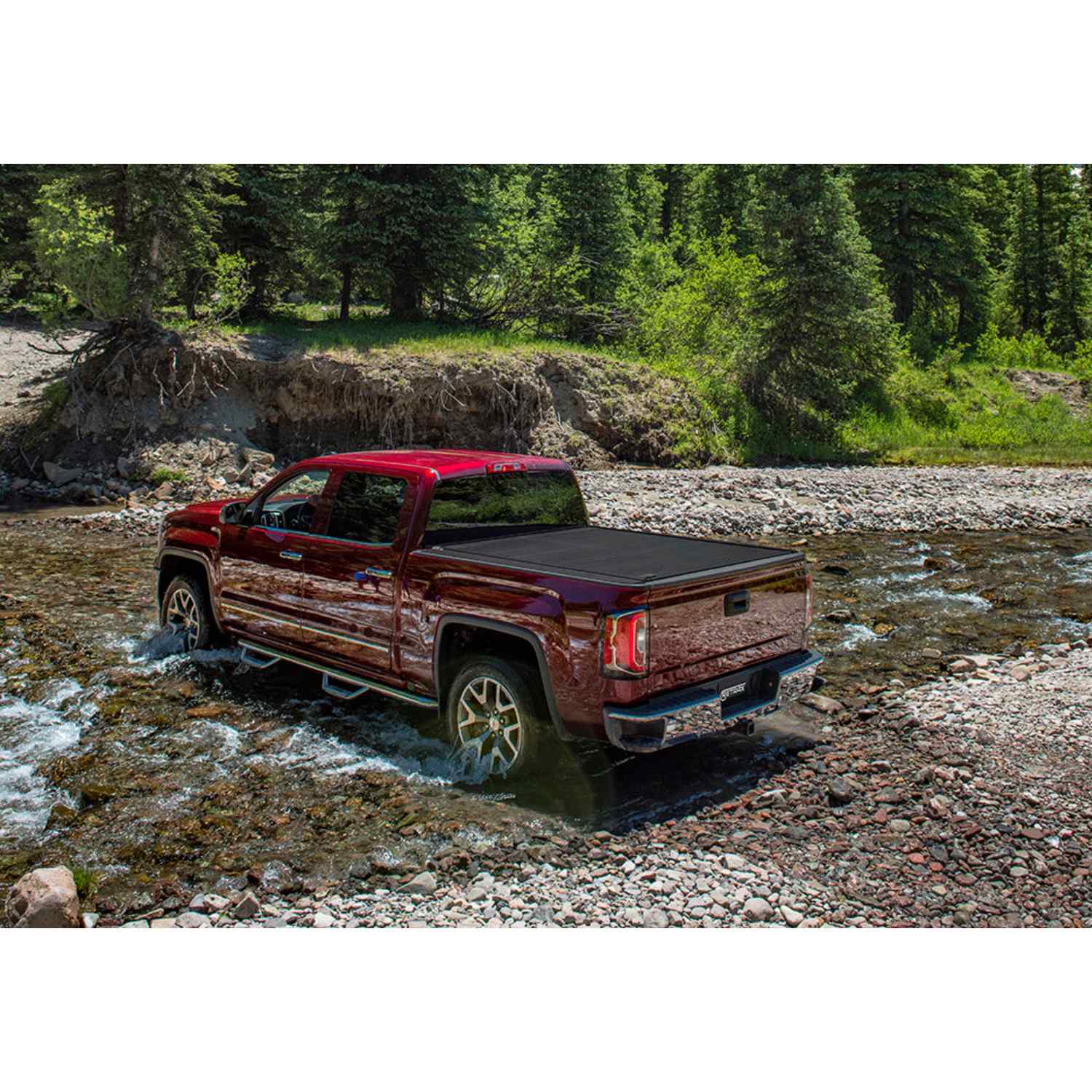 RetraxONE XR 2022-2024 Toyota Tundra CrewMax with Deck Rail System Retractable Tonneau Cover Lifestyle Image