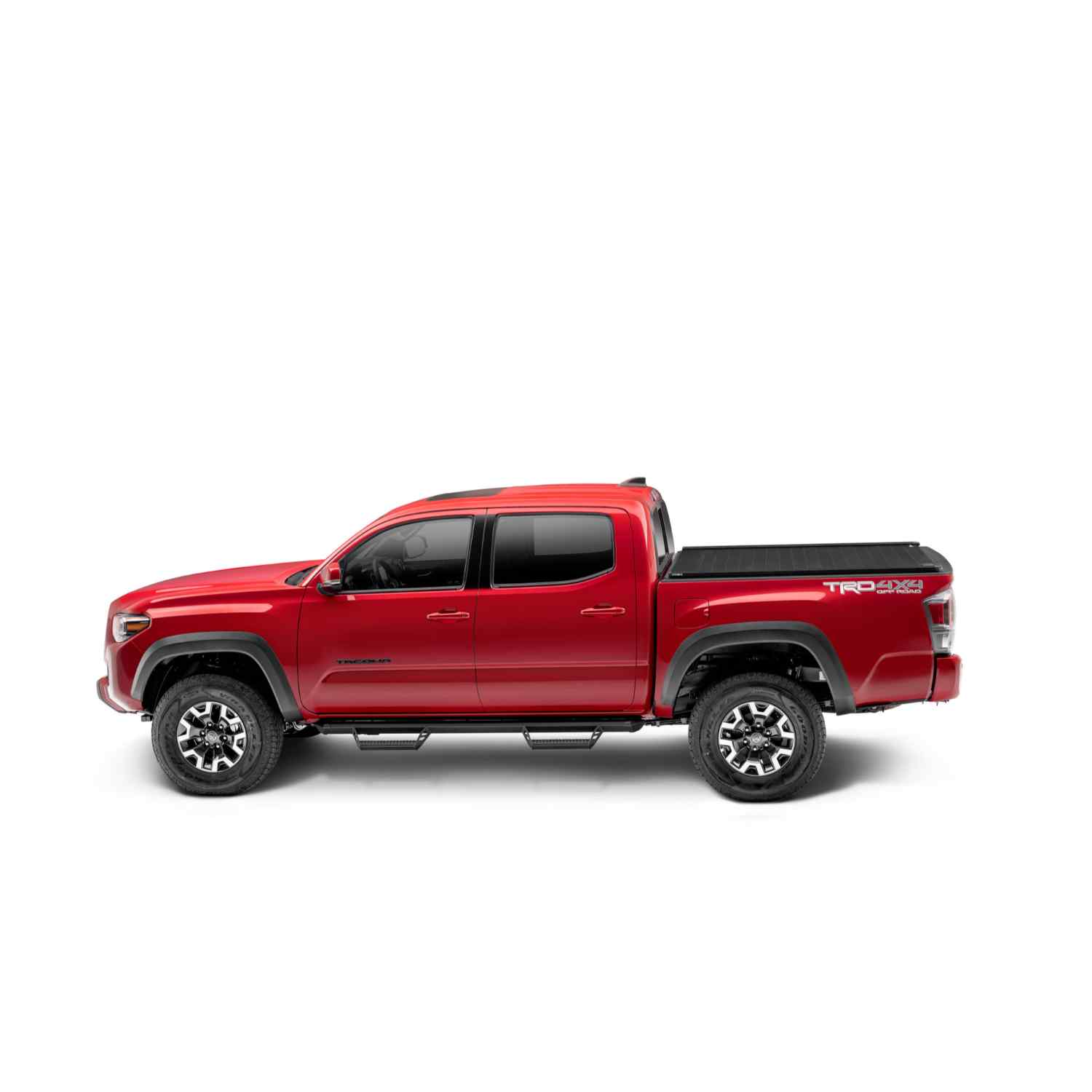 RetraxPRO MX 2022 Toyota Tacoma With Deck Rail Retractable Tonneau Cover Side View