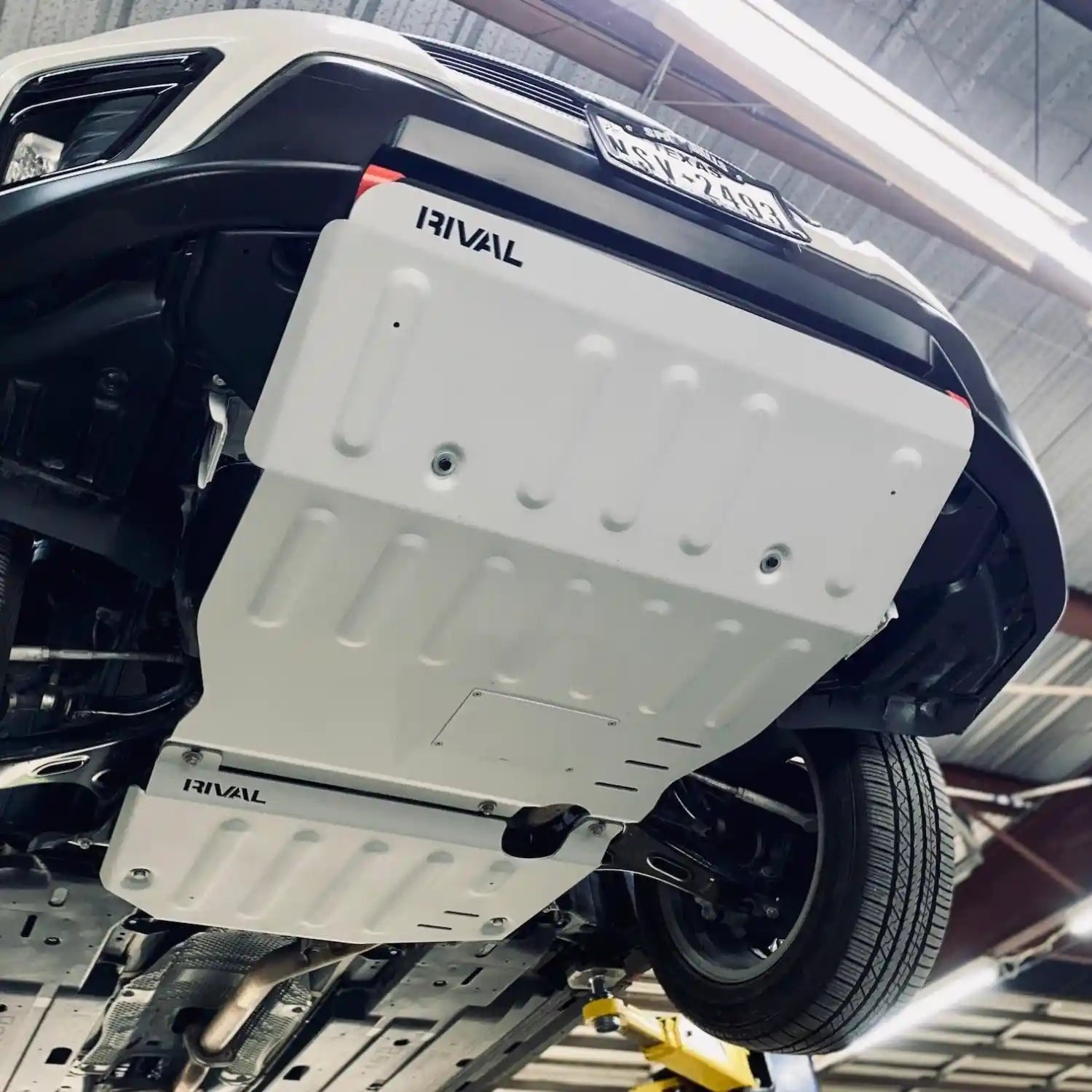 side view of mounted engine skid plate