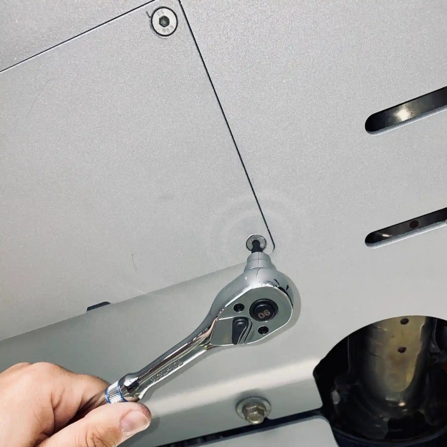 bolt on installation of the skid plate