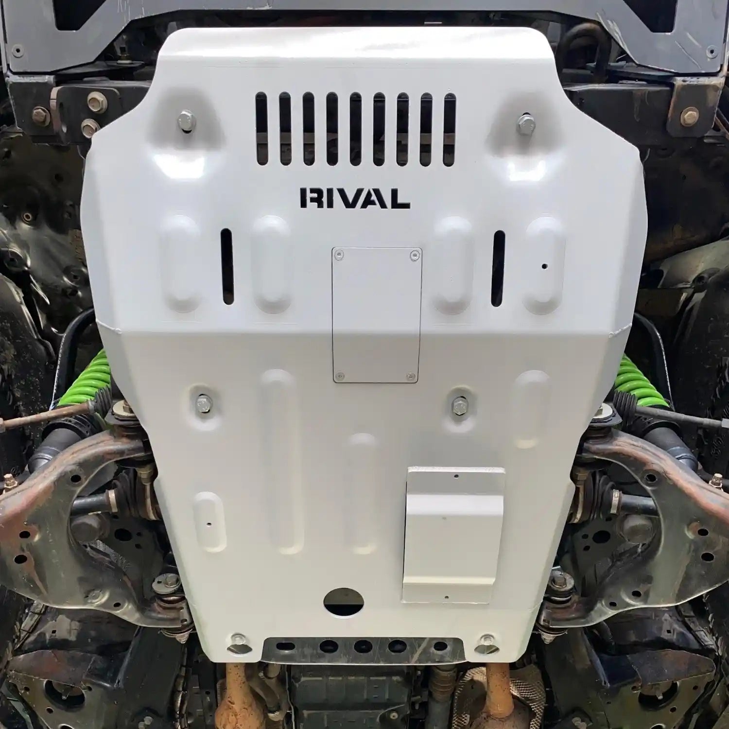 mounted view of RIVAL Aluminum Engine Skid Plate Toyota Tacoma