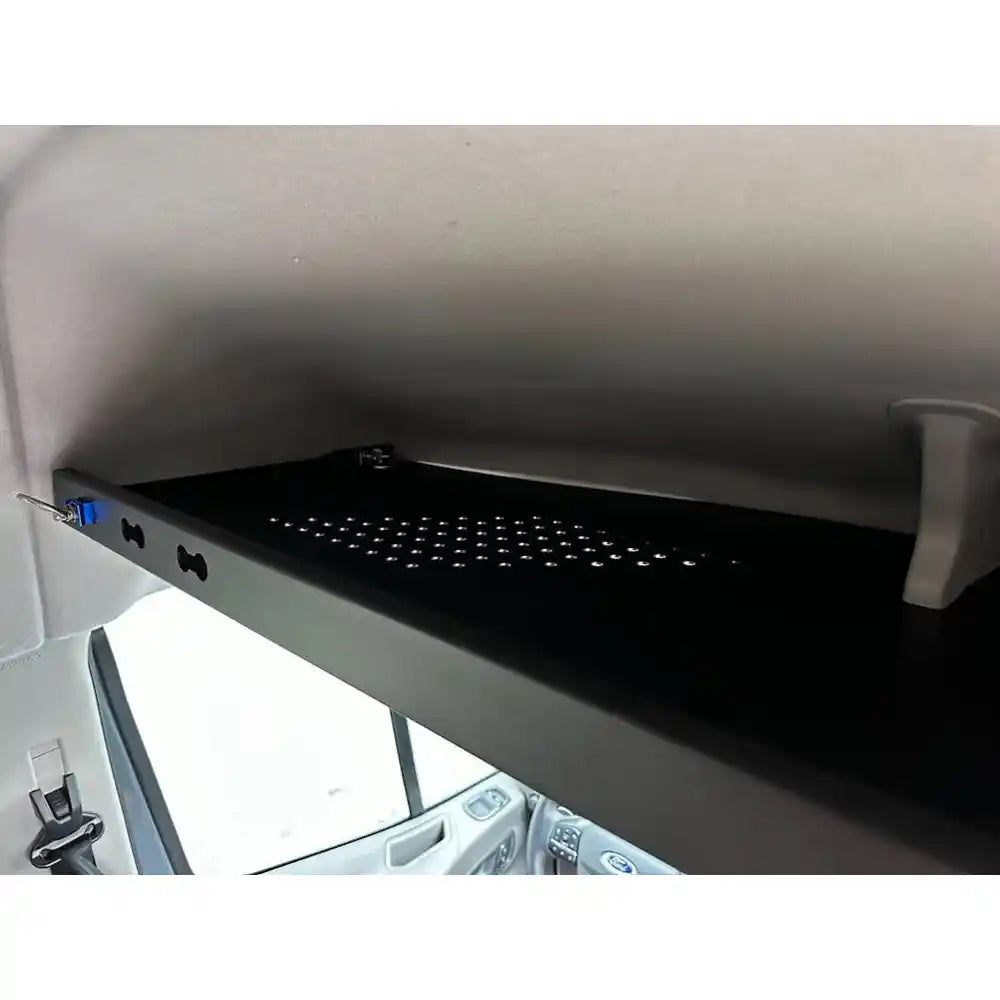 Installed view of the Transit Headliner Shelf