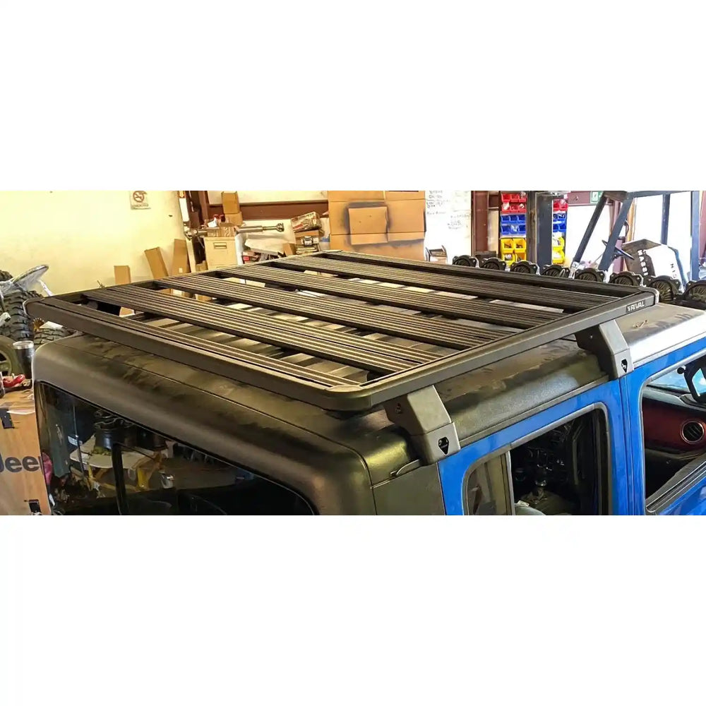 side view  of No-Drill Roof Rack on Gladiator