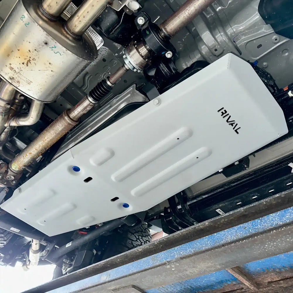 side view of the mounted skid plate on raptor