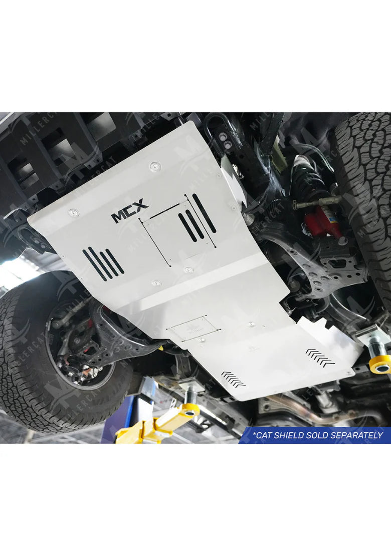 Tacoma undercarriage view with MillerCat MCX cat shield.