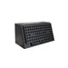 Black metal box with grid pattern on a white background