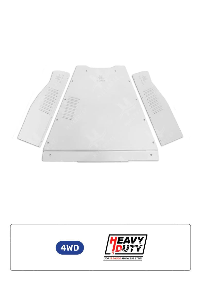 White metal CAT Shield with '4WD' and 'Heavy Duty' branding on a white background