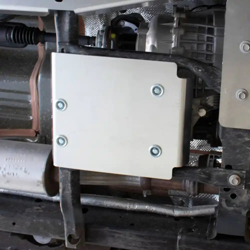 Rear fuel tank and exhaust skid plate installed