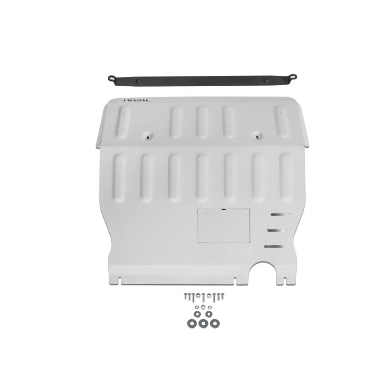 RIVAL FORESTER RADIATOR AND ENGINE SKID PLATE FOR 2019-2021 SUBARU FORESTER 1/4 INCH ALUMINUM DISPLAY VIEW