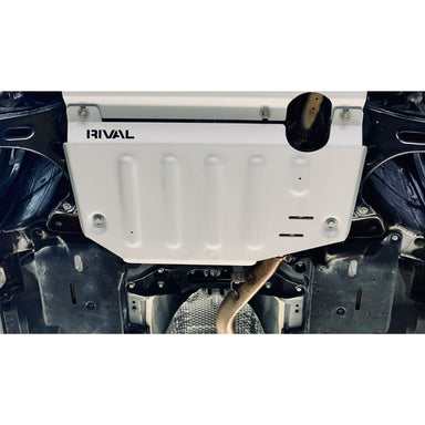 RIVAL SUBARU TRANSMISSION SKID PLATE FOR 2019-2022 SUBARU FORESTER 2020-2022 OUTBACK 1/4 INCH ALUMINUM MOUNTED VIEW