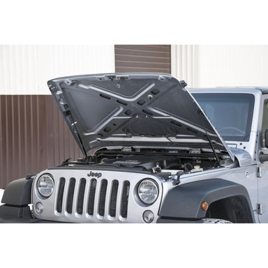 RIVAL JEEP WRANGLER HOOD LIFTS SET OF 2 FOR 2007-2018 JEEP WRANGLER JK MOUNTED VIEW
